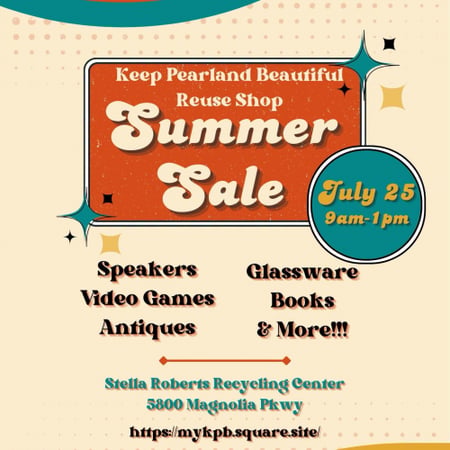 Keep Pearland Beautiful Reuse Shop Summer Sale Keep Pearland Beautiful Reuse Shop Summer Sale