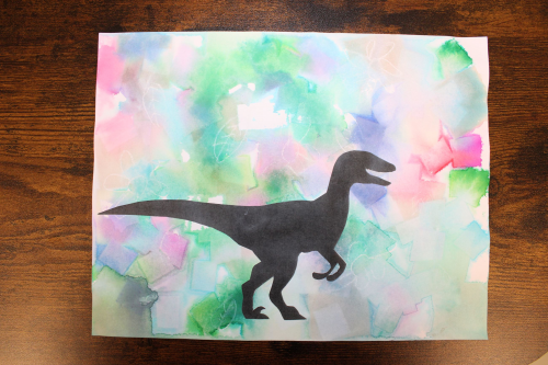 Bleeding Tissue Paper Dino Craft at West Pearland Library