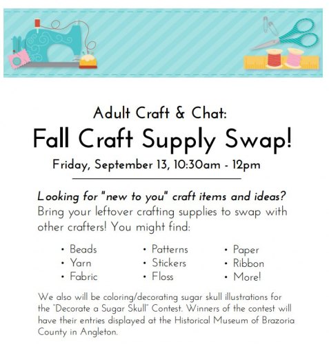 Adult Craft Chat Fall Craft Supply Swap Pearland Events