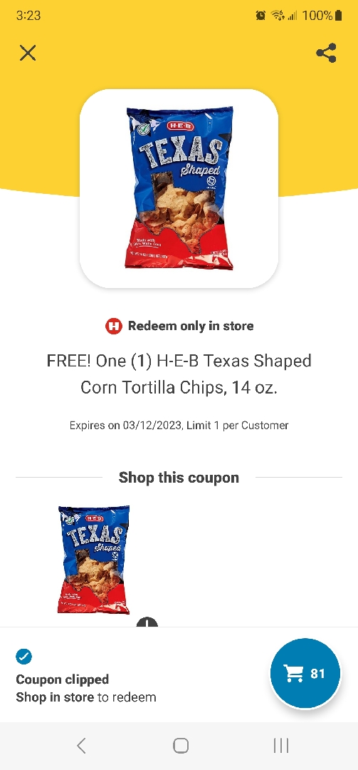 Heb Sunday freebie! Clip the coupon in your app.