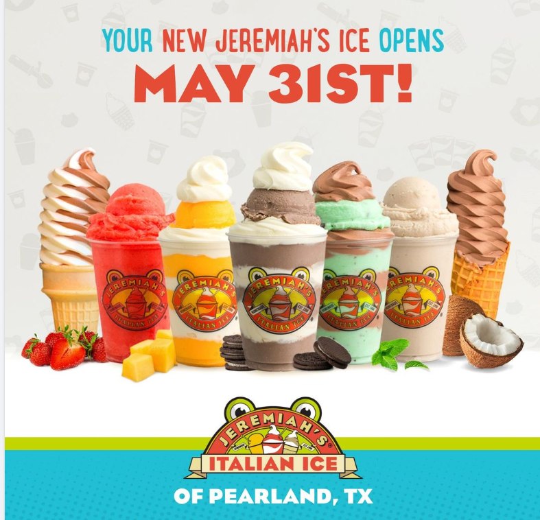 OPENS Jeremiah's Italian Ice May 31st Tues Pearland!