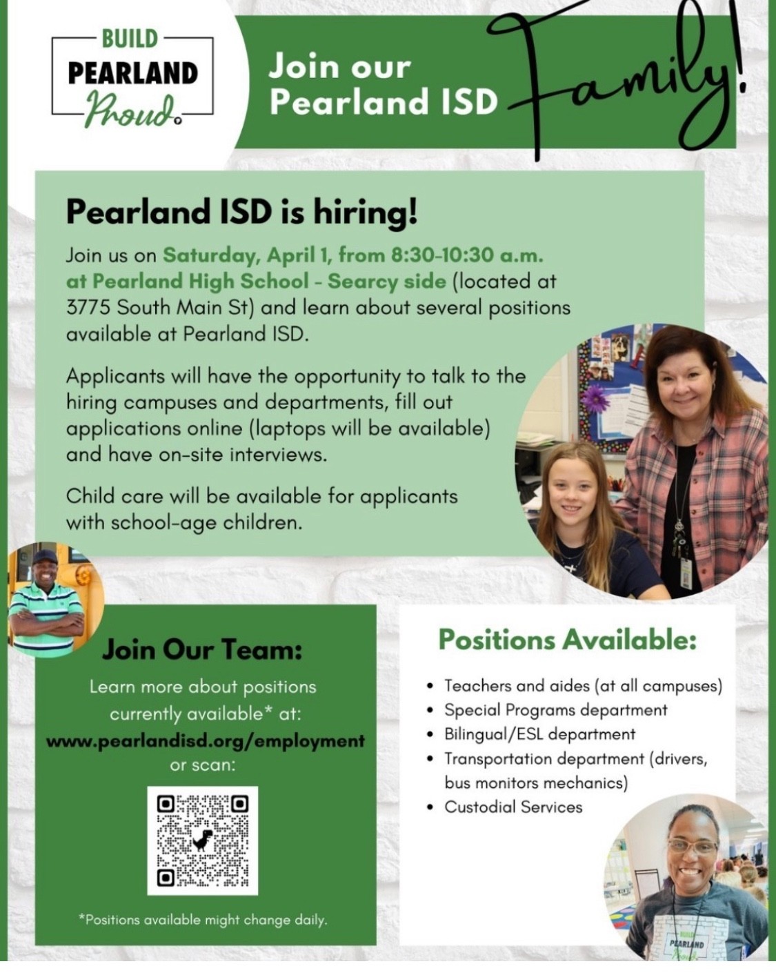 Pearland ISD IS Hiring! Job Fair