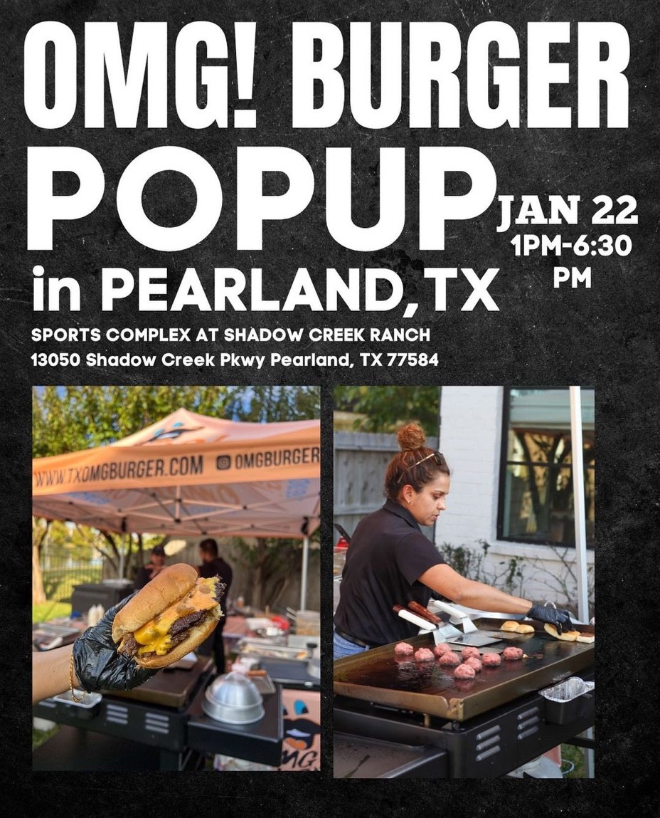 OMG Burger TX PopUp shop in Pearland at Sports Complex at Shadow